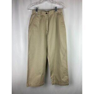 NWT LL Bean Womens 6 Pants Beige Cropped Chino Wide Leg Cotton Wrinkle Resistant